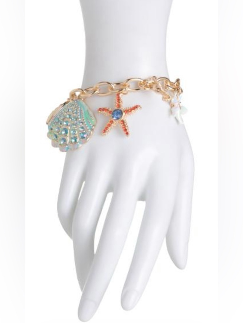 BETSEY JOHNSON SET Mermaid Jewels Sea Life Bracelet Ring & Earrings NEW NWT - Picture 3 of 16